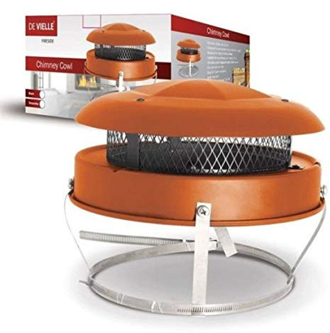 De Vielle Bird guard cowl Anti down draught Terracotta colour, strap fix