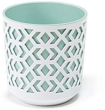 Pot de fleurs pour plantes aromatiques | Ø 19,5 cm H 20 cm | Pour jardin et balcon | 2 pièces | Boîte de rangement décorative | Pièces à assortir selon vos goûts, Blanc + menthe., Ø 195 mm