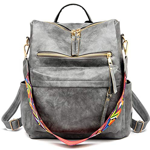 ZOCILOR Damen Mode Rucksack Handtasche Vielseitiges Design Wandlungsfähige Umhängetasche und Schultertasche aus PU-Leder Reisetasche (Grau)