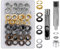 HO2NLE Eyelet Punch Kit 14mm 100 Sets Grommet Tool Kit Metal Grommets Eyelets Kit Tarpaulin Repair Kit Grommet Setting Tool with Storage Box Hole Punch Tool for Fabric Curtains Belt DIY Crafts 4 Color