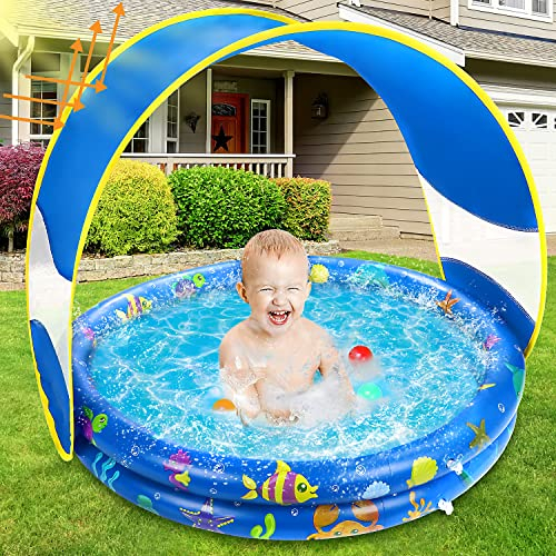 Jojoin Piscina de Agua Hinchable para Niños con Visera removible, Fiesta de Verano en Interior al Aire Libre