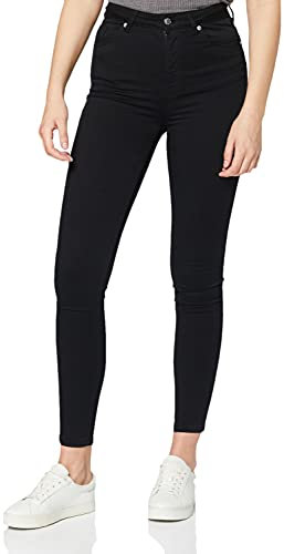 NA-KD Damen Skinny High Waist Jeans, Schwarz, 34 EU