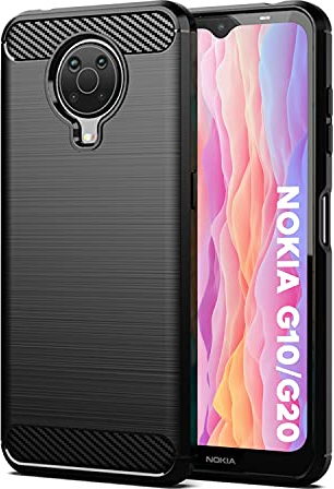 SCL Case for Nokia G10 Case Nokia G20 Case [Black], Carbon Fibre Effect Gel Grip Protection Cover [Anti Scratch][Anti Collision] Case Compatible with Nokia G10 / G20