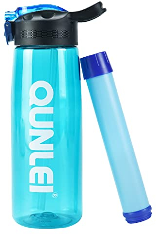 Qunlei Gourde avec Filtre Eau, 650ML Grande Capacité Bouteille de Sport Étanche avec Paille de Filtration, Équipé de Purificateur Charbon Actif Réutilisable