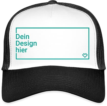 Spreadshirt Personalisierbares Trucker Cap Selbst Gestalten mit Foto und Text Wunschmotiv Trucker Cap, One Size, Weiß/Schwarz
