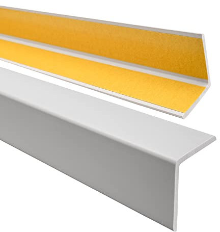 Quest Cornière PVC 40x40mm – Profilé d’Angle de Protection autoadhésif, Souple, Baguette pour rebords et Coins – Gris Clair, 165cm