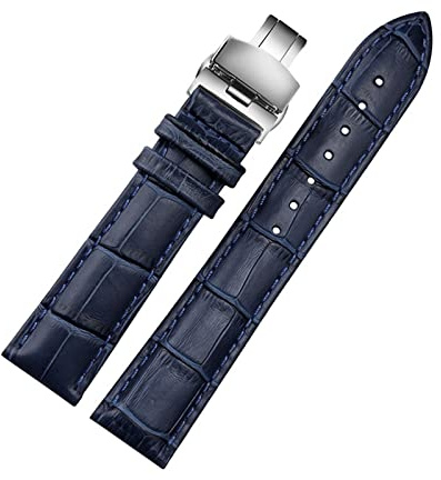 SAXTZDS Dunkelblaues Uhrenarmband für Armband mit Faltschließe Echtes Lederarmband Uhrenarmband 12mm - 23mm, 16mm