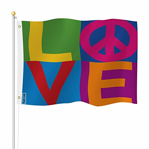 Yekiua Liebesflagge, 7,6 x 12,7 cm, Outdoor-Wort, Friedenssymbol, gestapelter Farbblock, doppelseitige Flaggen, jedes Wetter, langlebig, mit 2 Messingösen, bunt