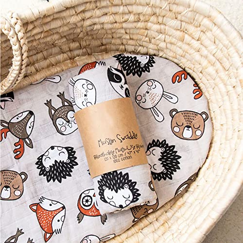Chickwin Musselin Babydecke Kuscheldecke Baumwolle Bequem Weich, Baby 2 lagig Musselin Tuch Decke für Junge Mädchen Neugeborene, Wickeldecke, Badetuch, Kinderdecke (Igel,120x120cm)