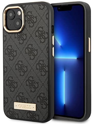 Guess GUHMP14MU4GPRK Hülle für iPhone 14 Plus 6,7 schwarz/Black Hard case 4G Logo Plate