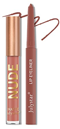 Auflösung Lippenstift und Lipliner, 2 in 1 Haltbarer Lipgloss, Wasserdicht, Langes Leben, Make-up für volle Lippen, 01