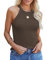 Homlan Damen Neckholder Ärmellose Tank Tops Racerback Rundhals Basic Slim Fit Shirts Elegant Oberteile Ribbed Knit Cami Top Sexy (Medium, Dunkelbraun)