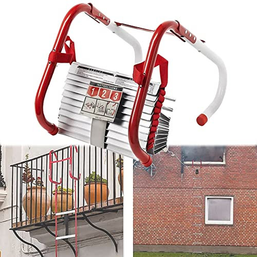 GIZMIT Fire Escape Ladders Rope Ladder 2-6 Storey Evacuation Safety Ladder with Anti-Slip Rungs, Emergency Fire Escape Ladder, for Indoor/Outdoor Weight Capacity up to 1000lb,4M/13FT