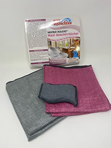 Pastaclean Maxi Geschirrtücher 4er Set + Wellenschwamm