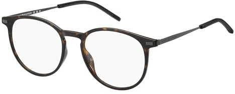 Tommy Hilfiger Brille mit Sehstärke für Herren optional mit Sonnenbrillentönung oder Blaulichtfilter, Oval, gefertigt aus Polyamid (inklusive Brillenetui)