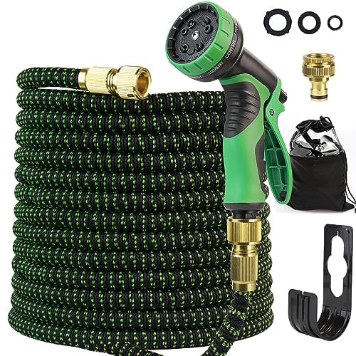Expandable Garden Hose Pipe Spray - Flexible Lightweight Magic Hose with 3/4, 1/2 Fittings Garden Hose Pipe 10 Modes Function Water Spray Gun Watering Long Hose for Gardening Plants (100ft/30m)