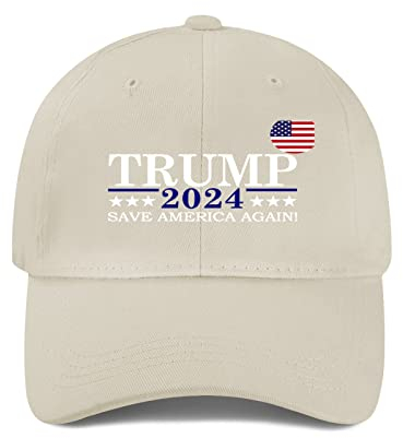 Miujonvy Unisex Vintage Washed Baseball Cap Dad Caps Trump 2024 Save America Again Baseball Trucker Caps, Beige 0, One size