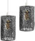 2 Pack Retro Metal Light Shades, Vintage Style Ceiling Lamp Pendant Shade, Non Electric 25cm Easy Fit Drum Lampshade, Office, Living Room Light Shade with Reducer Ring (Brushed Silver)
