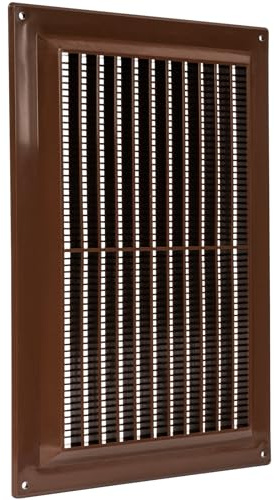 10'' x 7'' Inch / 250 x 170 mm Plastic Vent Cover - Brown - Rectangular Soffit Vent - Exhaust Ventilation Louver - Air Inlet Grille Cover - Built-in Screen Mesh - HVAC Vent Duct Cover