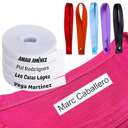 100 Etiquetas Personalizadas para Ropa con Nombre - Marcador Termoadhesivo Infantil para vuelta al cole, niños, guardería - Etiquetas de tela blanca para camisetas, abrigos...