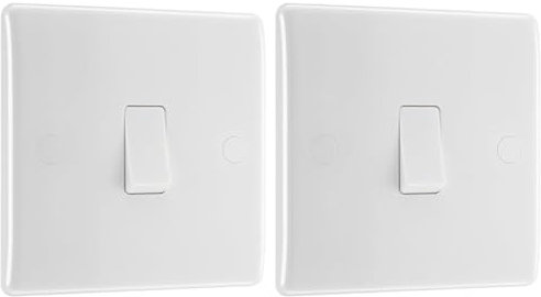 BG Electrical 812-01 Single Light Switch, White Moulded, 2-Way, 16AX (Pack of 2)