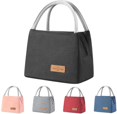 XhjzgcTech Isolierte Lunchbox Bag,Wasserdicht Vespertasche,Kühltasche Herren Damen,Tragbar wasserdichtes Lunch Tasche für Frauen Männer Arbeit Schule Büro Picknick Snackbeutel (schwarz)