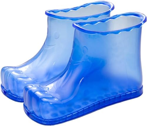 Massage-Fußbad-Schuhe, hohe Fußbad-Massagestiefel, PVC, tragbare Fuß-Spa-Badeschuhe, Fußbad-Eimer, Fußbad-Eimer, Fußwaschbecken, for Durchblutung und Schmerzlinderung/149 (Color : Blue, Size : L 28.