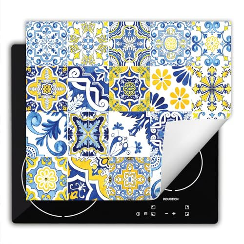 DarHaus Copri Piano Cottura Induzione 60x52 cm Coprifornelli Fornello Proteggi Tutto per la Cucina Fornelli - giallo - mosaico