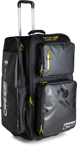 CRESSI Trolley Bag Black/Yellow 115 L Moby 7 - Robuste und Geräumige Trolley Tasche ideal für Sportliche Aktivitäten und Reisen, Schwarz/Gelb, 115 L, Unisex
