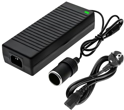 CLIUNT Convertidor de Voltaje 230 V a 12 V 10 A, Adaptador de Corriente para automóvil, para Coche, Nevera, aspiradora