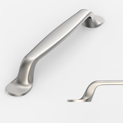 Amerdeco 10 Pack Brushed Satin Nickel Retro Cabinet Pulls 5 Inch(128mm) Hole Centers Kitchen Cabinet Handles Solid Zinc Alloy Cabinet Hardware Drawer Pulls AM009…