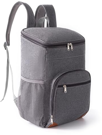 sunVigorous Zaino termico da 15L impermeabile, Zaino Frigo, Zaino Termico Porta Pranzo, Borsa Termica Borsa Frigo, ideale per picnic, spiaggia, campeggio e viaggio (grigio, 15L)