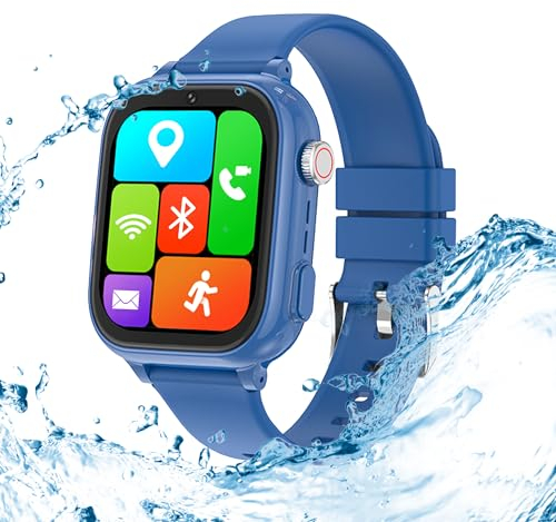 Kesasohe Smartwatch Kinder mit GPS und Telefon, Wasserdicht GPS Uhr Kinder SOS Schulmodus