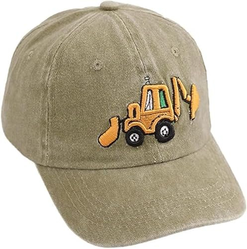 Bagger Kinder Baseball Cap, Auto Baseballcap Baseballmützen Sonnenhut Sonnenschutz Kappe Cartoon Baseball Kappe Kinder Caps Baseballkappe für Kinder Junge Mädchen 2-8 Jahre, Khaki