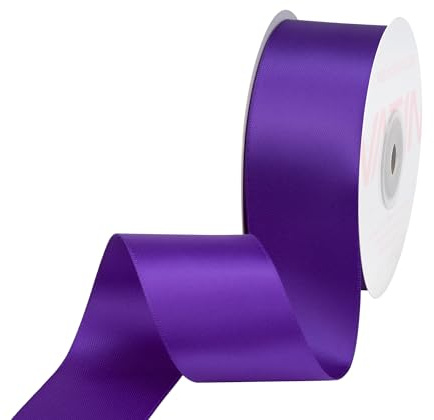 VATIN Double Face Purple Satin Ribbon 38mm Continuous 22m,Purple Polyester Fabric Ribbon use for Bows Bouquet, Gift Wrapping, Floral Arrangement Wedding Decoration