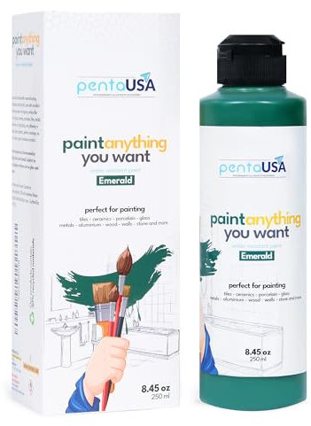 PENTAUSA All in One Paint - Emerald Waterproof Paint for Bathroom, Tub, Tile, Sink, Kitchen Cabinets, Countertops, Wet Surface, 8.45oz
