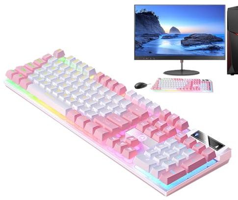 Clavier de Jeu Filaire, Clavier d'ordinateur Filaire - Clavier d'ordinateur mécanique 104 Touches | Clavier Lumineux, Clavier d'ordinateur de Bureau, Clavier de Jeu pour PC Gamer