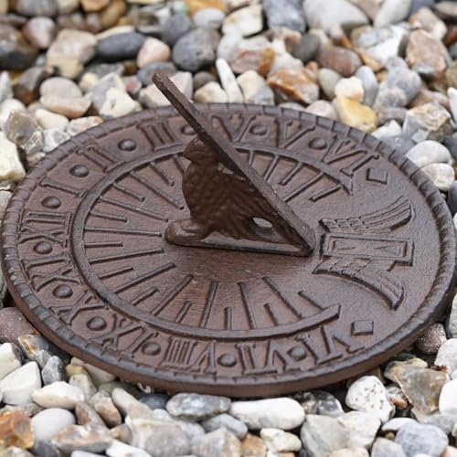 Cast Iron Sun Dial B | Antique Style Metal Home Garden Ornament Sculpture Decor
