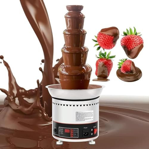 RayGenius Commercial Chocolate Fountain Fountain - 4/5/6/7 Tiers Stainless Steel Sauce Melting Pot/Chocolate Waterfall Machine for Party Wedding Buffet Equipment。,4Layers