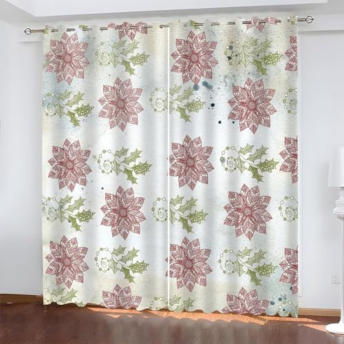 BSYYZQC Muster Vorhang Verdunkelung, Ösenvorhang Retro Verdunklungsvorhänge Geräuschreduzierend, Polyester Anti-Fade Gardinen für Schlafzimmer 2er Set 260x140cm (HxB)