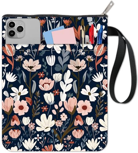 CRASPIRE Blume Buchumschläge Vintage Book Sleeve Plant Book Protector für Taschenbücher Waschbarer Stoff-Stoff-Bucheinband mit Reißverschluss und extra Ärmeltasche für Buchliebhaber Klassenkameraden