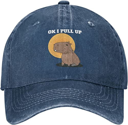 fifbird Capybaras Hat Cap Ok I Pull Up Cap für Herren Baseball Cap mit Design Mütze, marineblau, Einheitsgröße