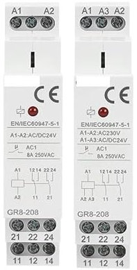 GR8-208 Auxiliary Relay Intermediate Switch 8A 2SPDT 12V 24V 48V 110V 220V Din Rail Module Circuit Breaker(GR8-208-AC230VDC24V)