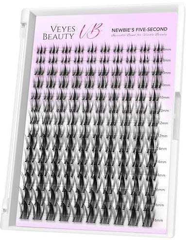 VEYESBEAUTY Faux Cils Extension Cils Newbie's Five-Second Cils Individuels Avec Colle Volume Russe Cluster Lashes Mixte Diy à La Maison Cils Individuels (Manga, 8-18mm)