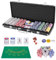 HOMASIS Pokerset mit 500 Chips, Alu Pokerkoffer mit 2 Kartendecks, 5 Würfeln, 3 Dealer Button & Matte, Poker Koffer abschließbar, Poker Set Pokerkarten für Texas Hold'em (500 Chips, Schwarz)