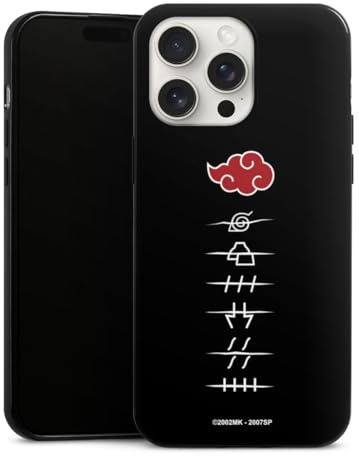 Slim Case extra dünn kompatibel mit Apple iPhone 15 Pro Max Silikon Handyhülle schwarz Hülle Akatsuki Offizielles Lizenzprodukt Naruto Shippuden