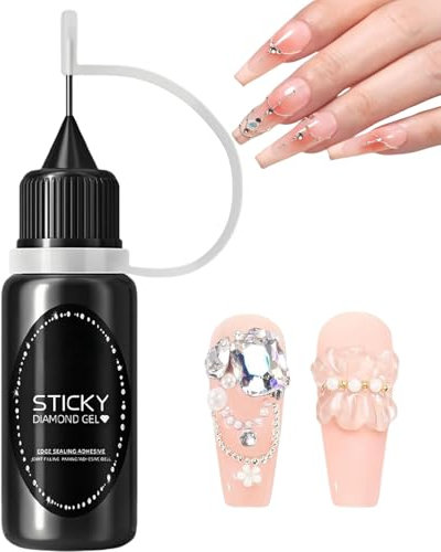 Professional Nail Rhinestone Glue Gel - Super Adhesive for Gems, Long-lasting UV Formula - Ideal for Rhinestones, Crystal Stones, and Jewels - Nail Art Essential