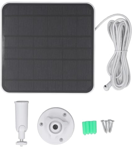 lvifloae Solarpanel für Ringkamera usb c solarpanel, 6W, Schnellladung, IP65, wasserdicht, verstellbar, wandmontiert, Ringstrahler, Kamerabatterie, schwarzer Akku (Weiß)