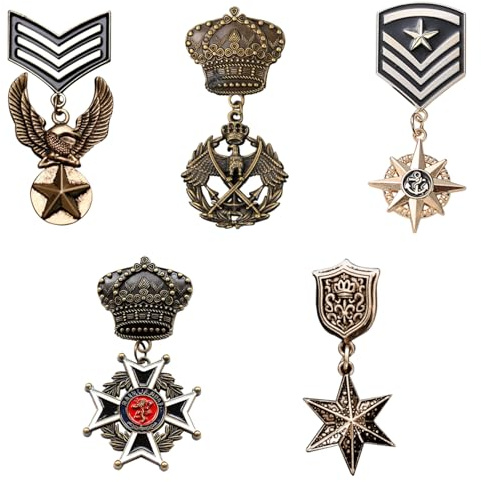 OAOSDH 5 Stück Medaille Brosche, Retro -Brosche, Kleidungszubehör, Metallbrosche, Einheitliche Brosche.