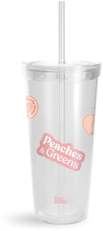 Free Soul Portable Cup with Straw | Screw On Lid | 750ml Travel Cup | BPA Free Spill Resistant Leak-Proof Reusable Cup (Peach Sip Cup)
